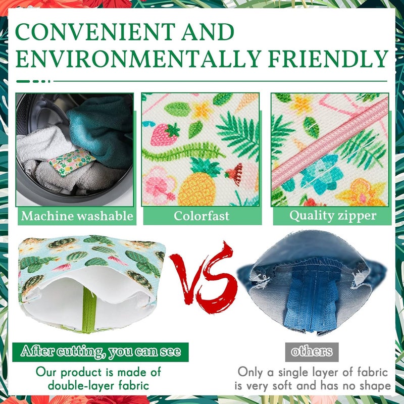 Sherr 5 Pieces Tissues Purse Pocket Tissue Holder Reusable Travel Tissue Pouch Fabric Zipper Enclosed Small Size Flower Pattern Tissue Holder for Purse Coins for Summer, 5.25 x 3 Inch - Image 5